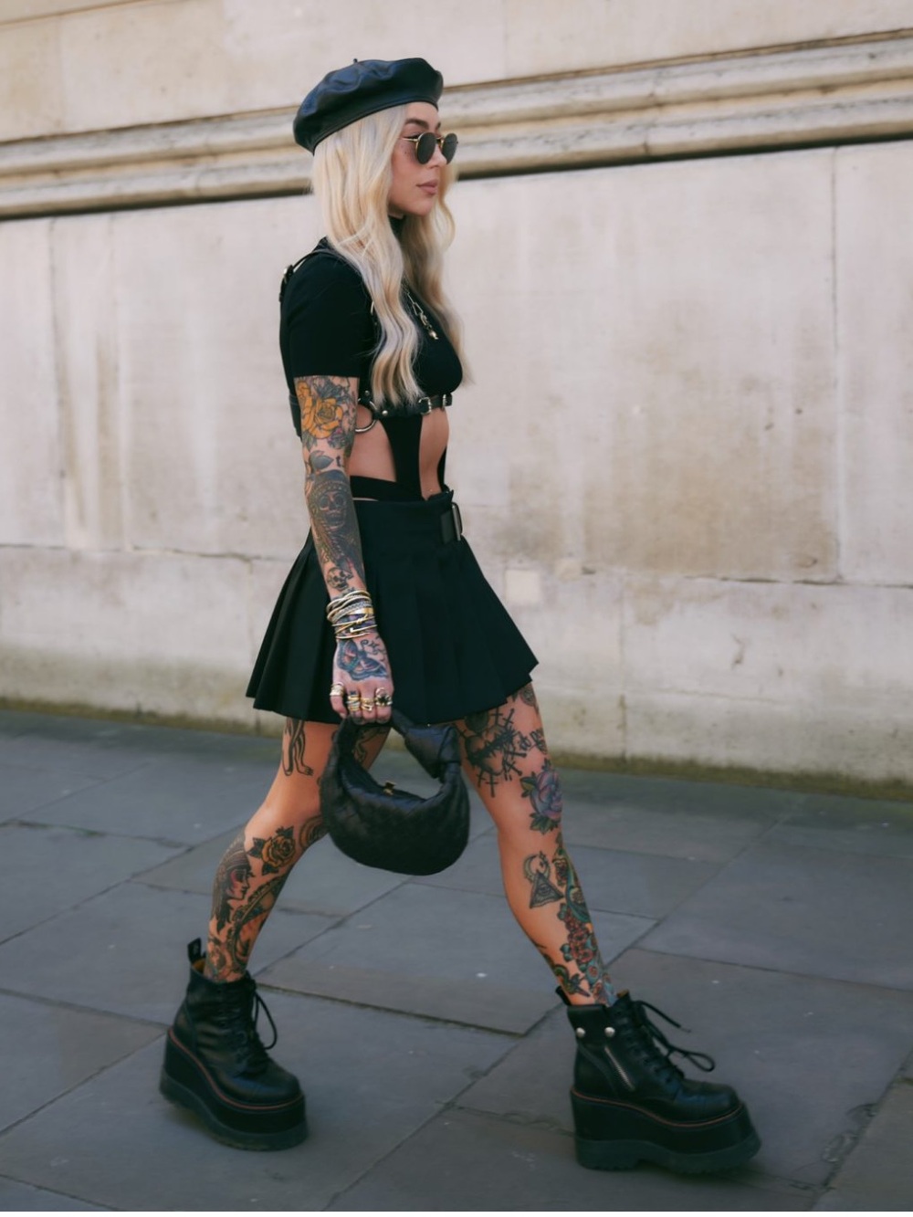 R13 Black Leather JUMP Platform Lace-Up Ankle Boots with Orange Stitching